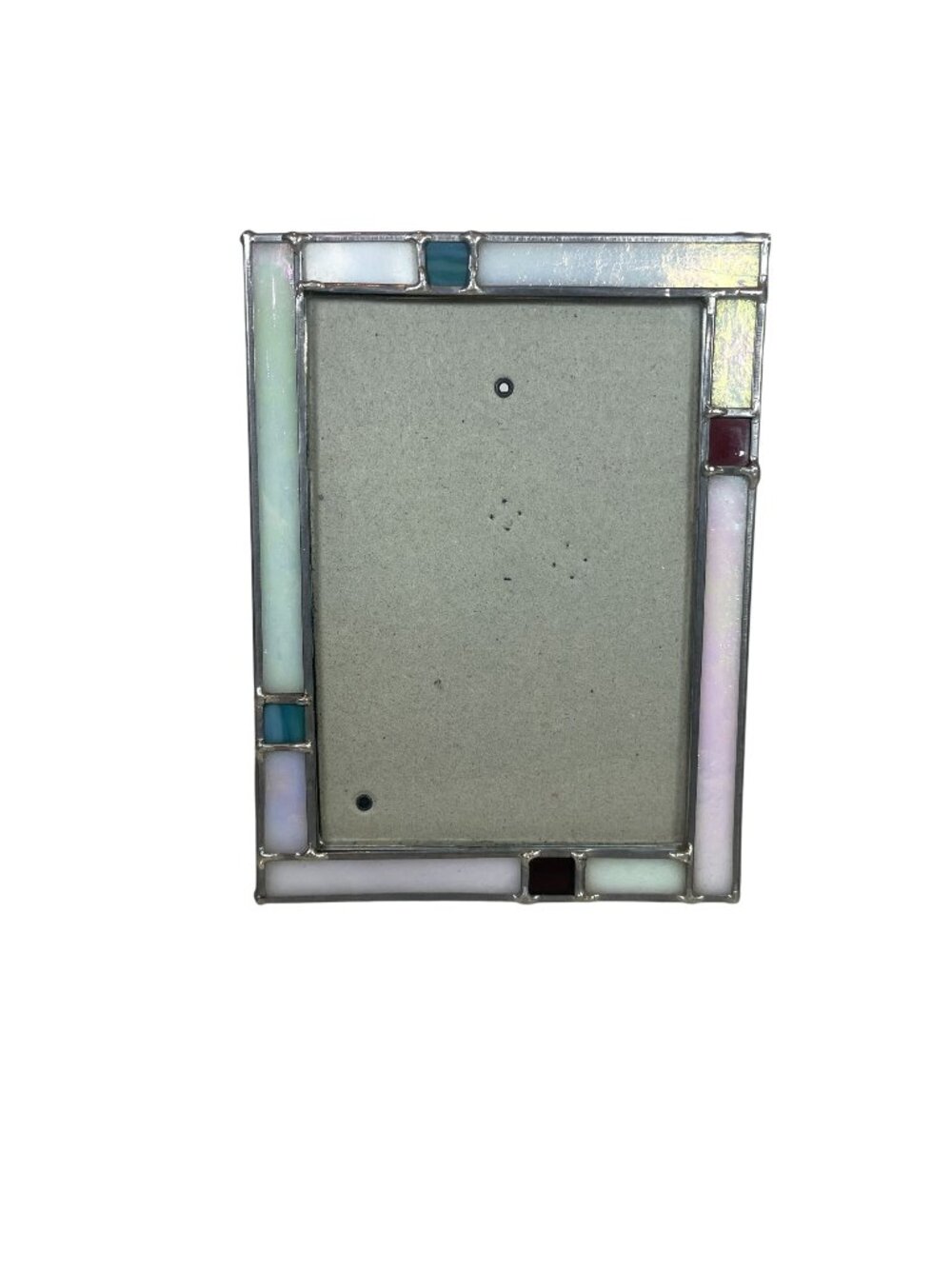 Vintage Fetco Iridescent Stained Glass Photo Frame Mission Arts and Crafts Style